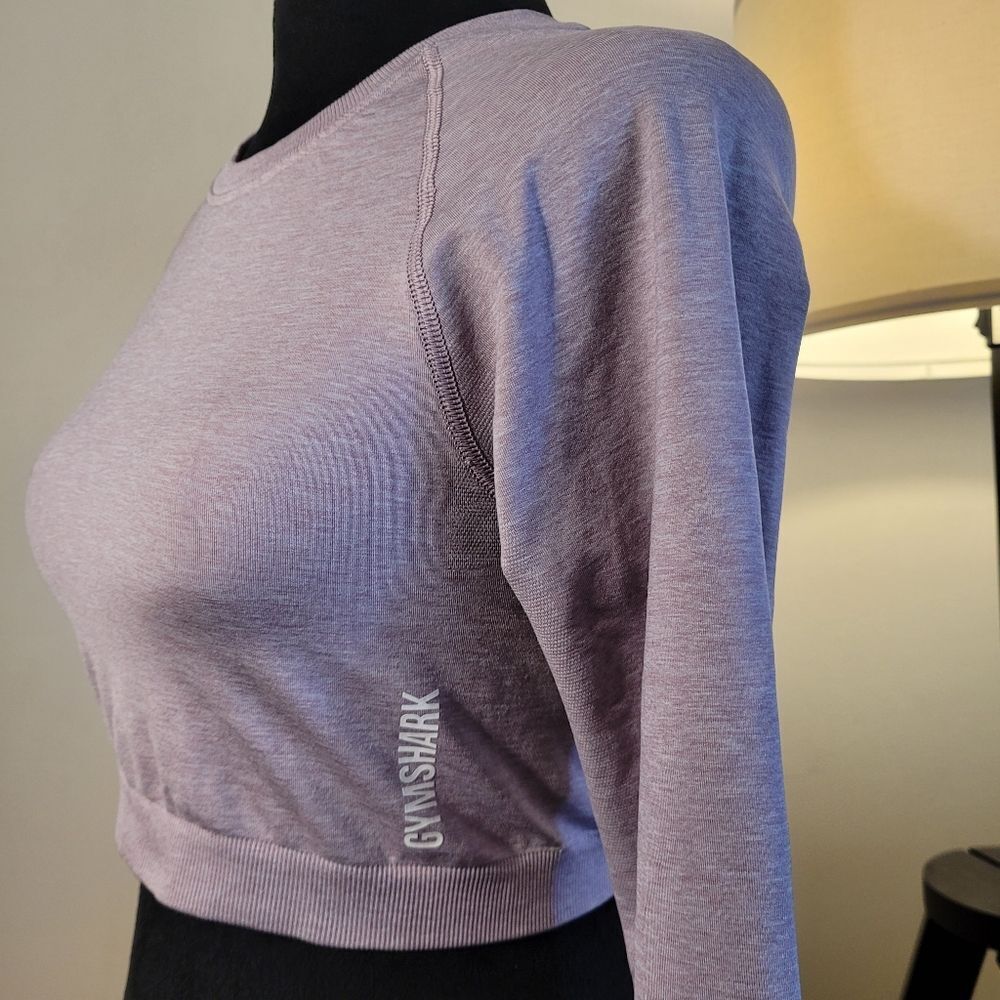 Gymshark Women's Long Sleeve Crop Top - Light Purple Size Medium EUC - Picture 6 of 14